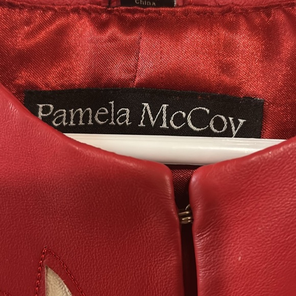 Pamela McCoy red and white  leather jacket SZ Small - Picture 2 of 15